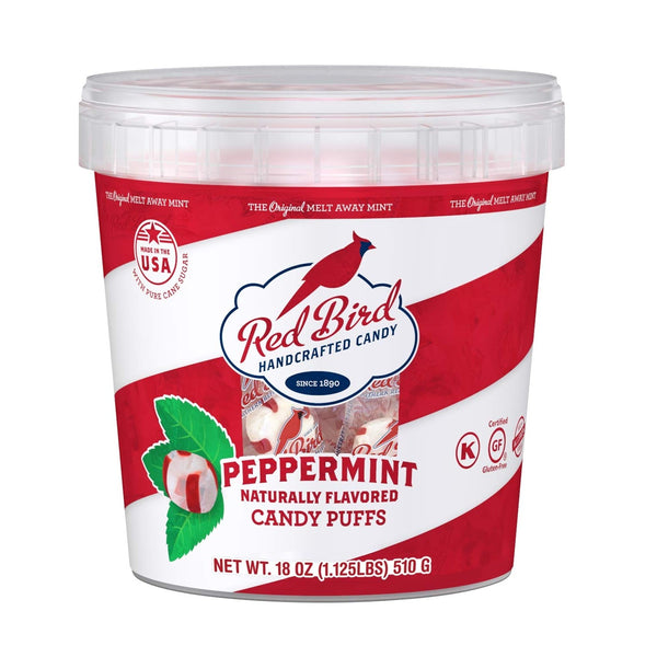 Reading China & Glass Candy Red Bird Soft Peppermint Puffs 18 oz. Tub
