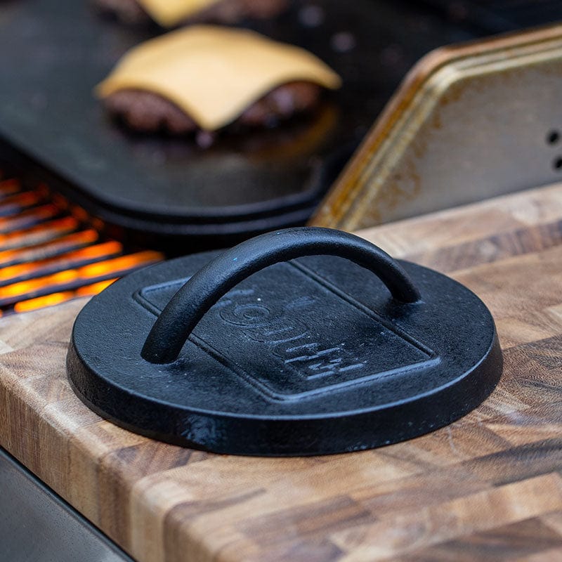Lodge Cast Iron Cookware Lodge 6.25 Inch Seasoned Cast Iron Burger Press