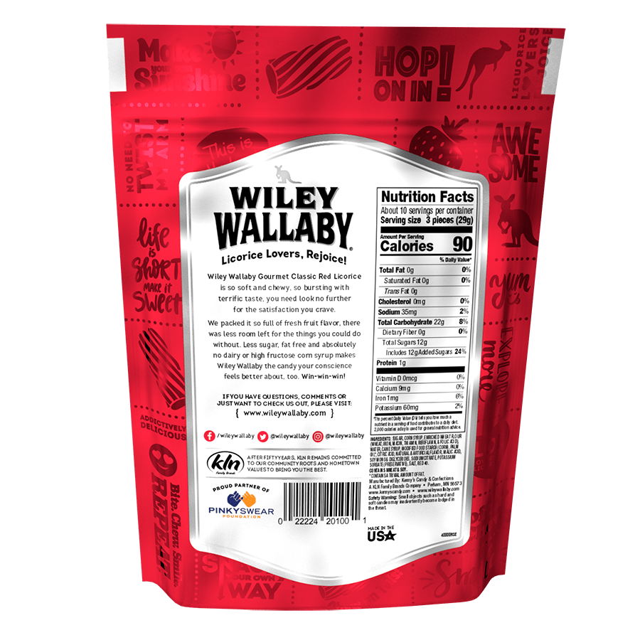Gourmet International Old Fashioned Candy Wiley Wallaby Soft & Chewy Classic Red Licorice 10 oz