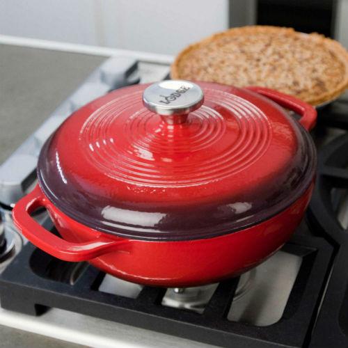 Lodge Cast Iron Cookware Lodge Color Enamel Cast Iron 3 qt. Dutch Oven - Island Spice Red