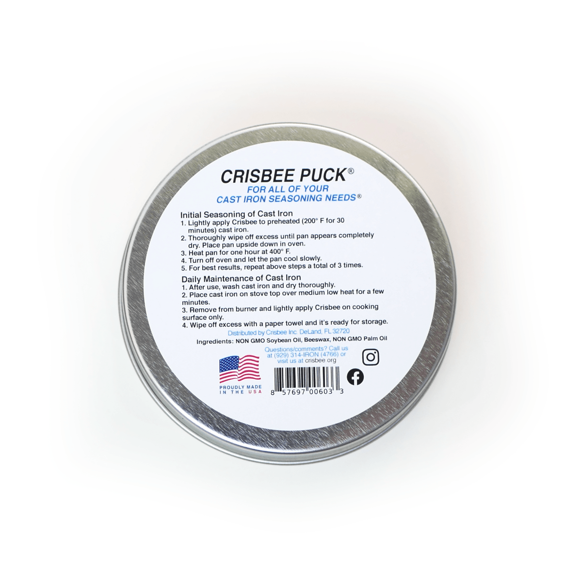 Crisbee Cast Iron Seasoning Crisbee Cast Iron Seasoning Puck 3.25 oz