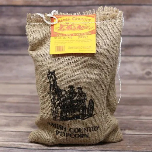 Amish Country Yellow Popcorn 2 lb Burlap Bag