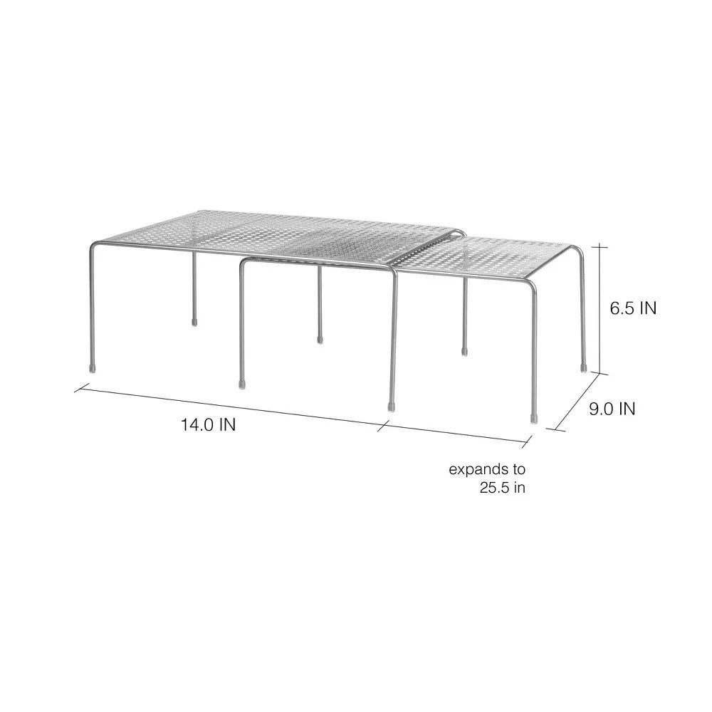 Metal Cabinet Shelve Expandable &amp; Stackable Shelving System Silver