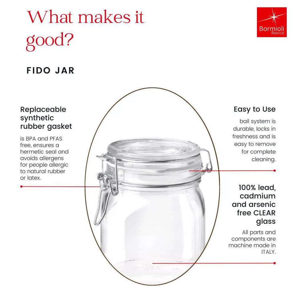 Bormioli Rocco Fido 33.75oz Glass Canning Jar