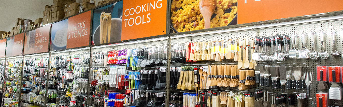 Picture of our 130' Gadget Wall with a 1000+ Cooking Tools