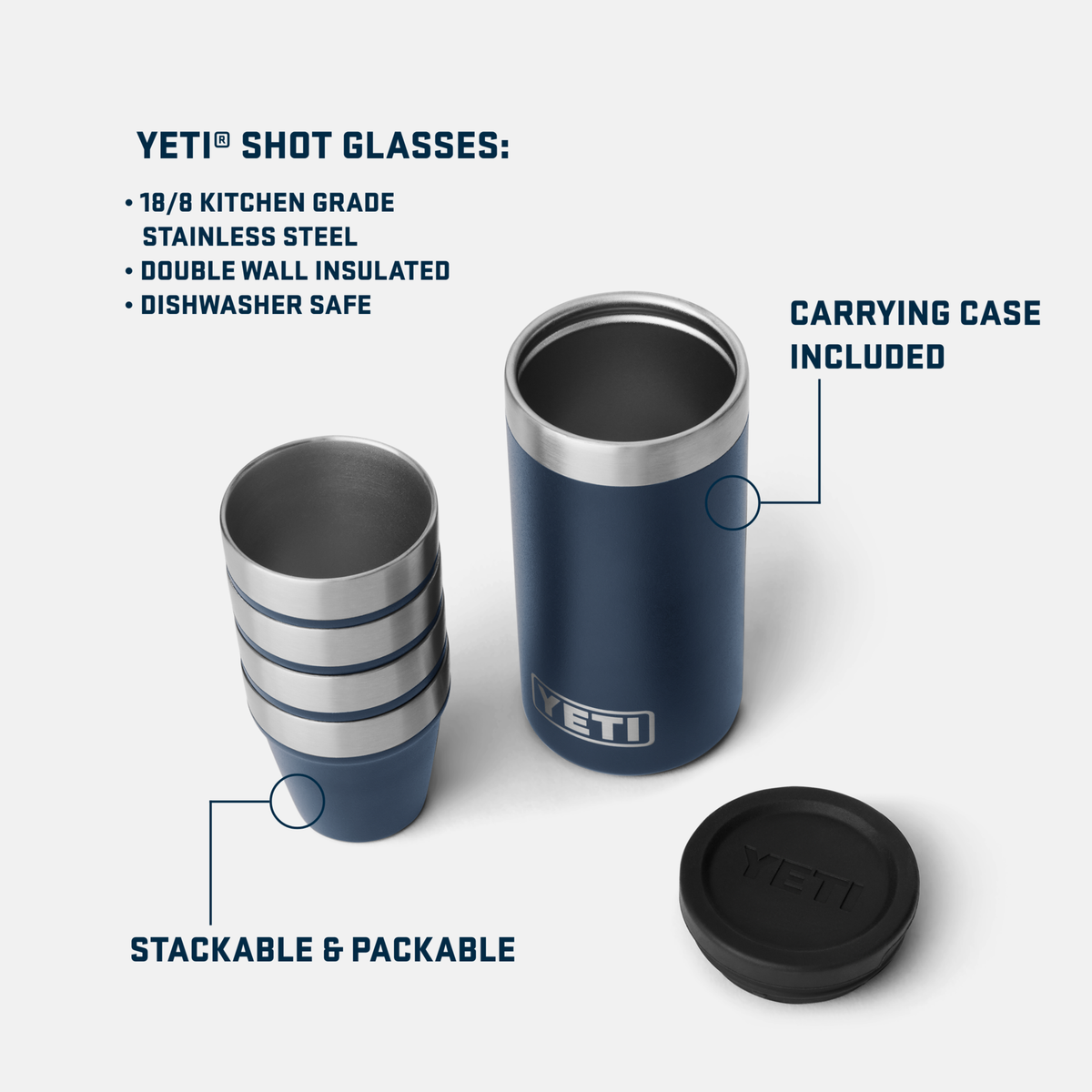YETI Shot Glasses with Carrying Case - Black