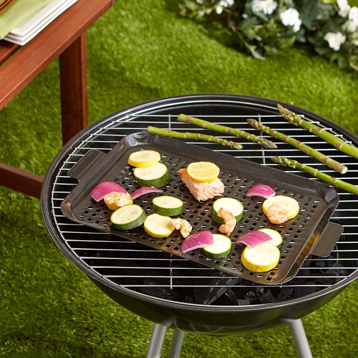 RSVP BBQ Tools Porcelain Coated Steel BBQ Grill Tray/Pan
