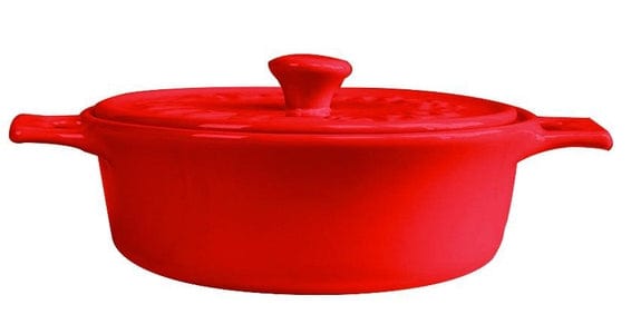 Gourmet du Village Ceramic Brie Baker with Lid - Red