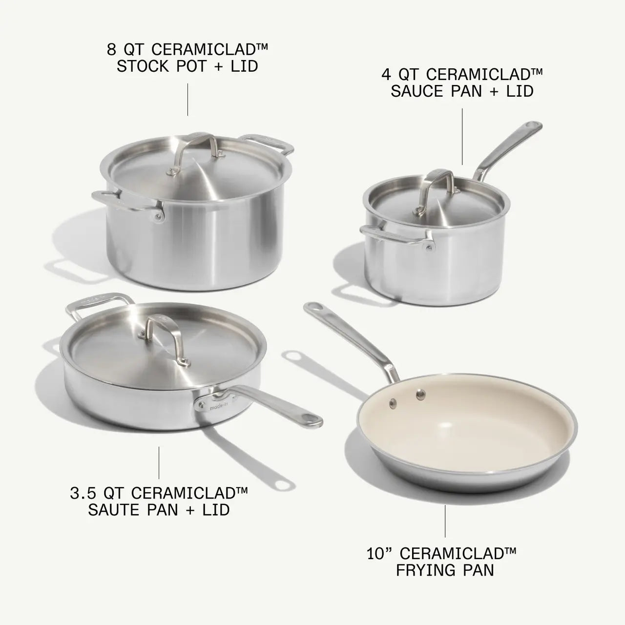 Made in Cookware Cookware Sets Made in Cookware CeramiClad 7 Piece Cookware Set