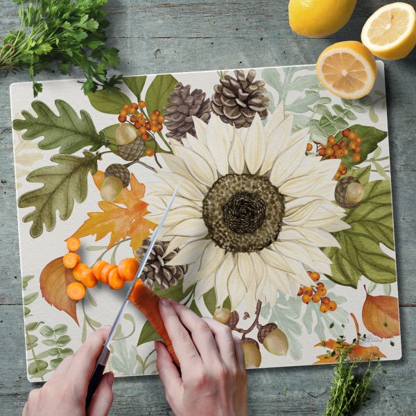CounterArt Cutting Boards Farmhouse Fall – Glass Counter Saver 15″ x 12″