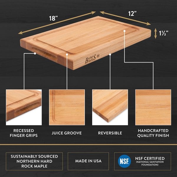John Boos Cutting Boards John Boos Professional Maple Cutting Board with Juice Groove