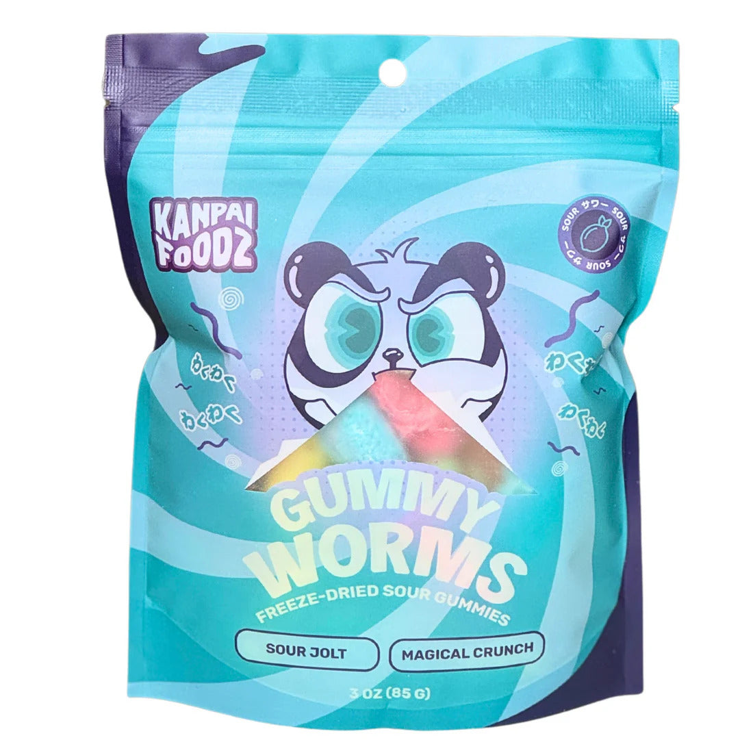 Kanpai Foodz Gummy Worms Freeze-Dried Sour Candy 3 Oz