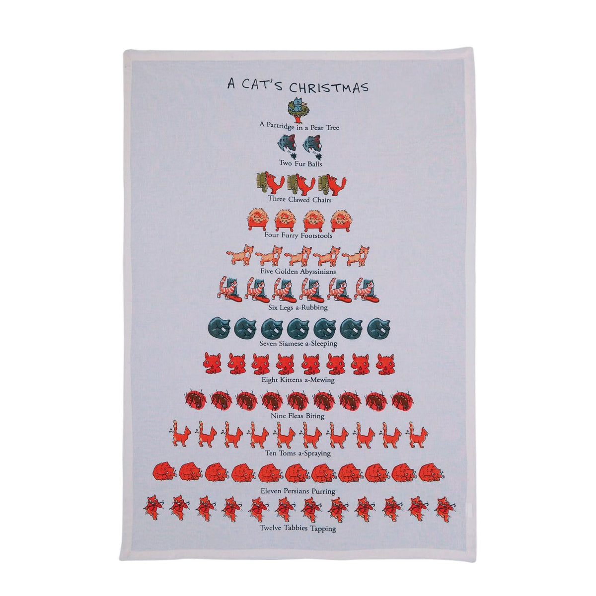 A Cat&#39;s Christmas 100% Cotton Kitchen Tea Towel - 18&quot; x 26&quot;