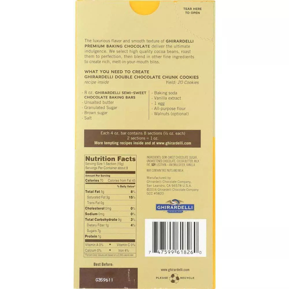 Reading China & Glass Flour, Baking Mixes & Oats Chocolate Baking Bar Semi 4oz