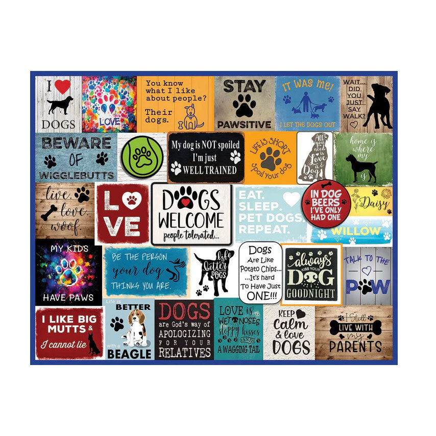 Reading China & Glass Games White Mountain 1000 Piece Puzzle - I Love Dogs