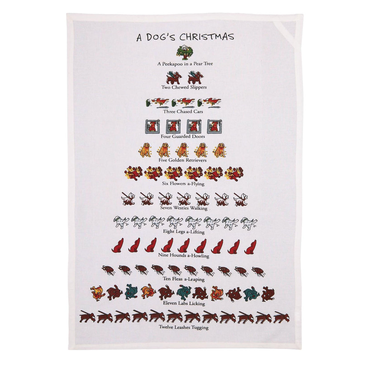 Pekin Handcraft Kitchen Towels Twelve Days Of Dog Lovers Christmas Flour Sack Kitchen Dish Towel - 18 x 26
