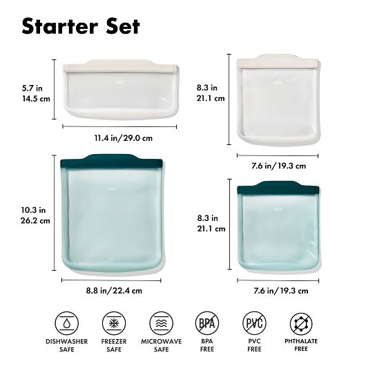 OXO Silicone Reusable Bag - 4 Piece Starter Set