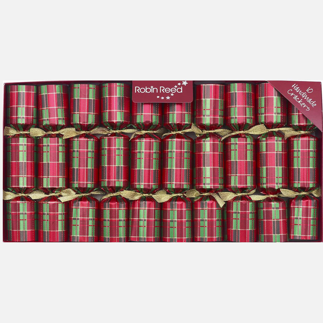 Robin Reed Seasonal Home Robin Reed 8.5" Crackers, Tartan Design - Box of 10