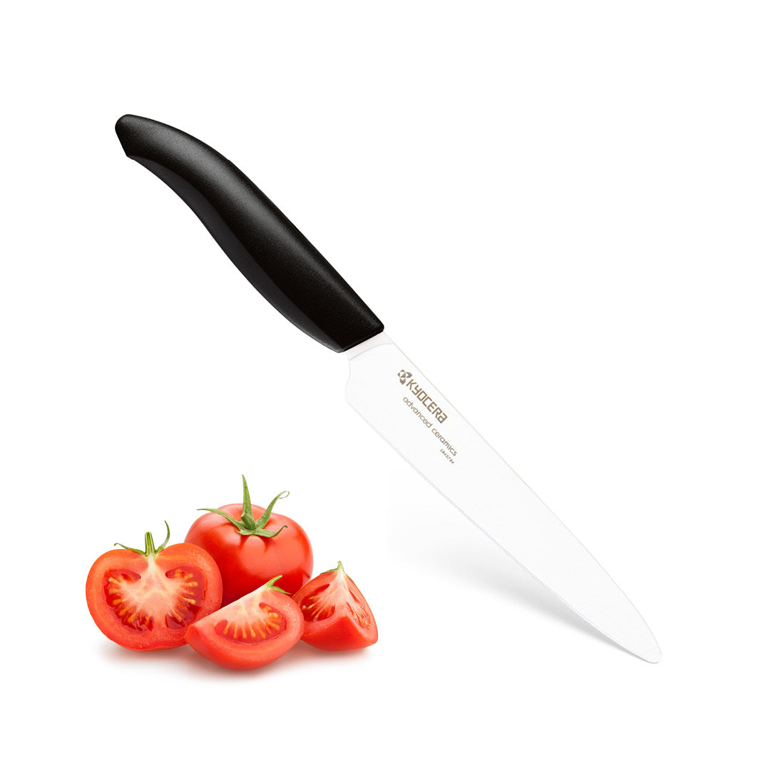 Kyocera Specialty Knives Revolution Ceramic 5" Micro Serrated Tomato Knife - White