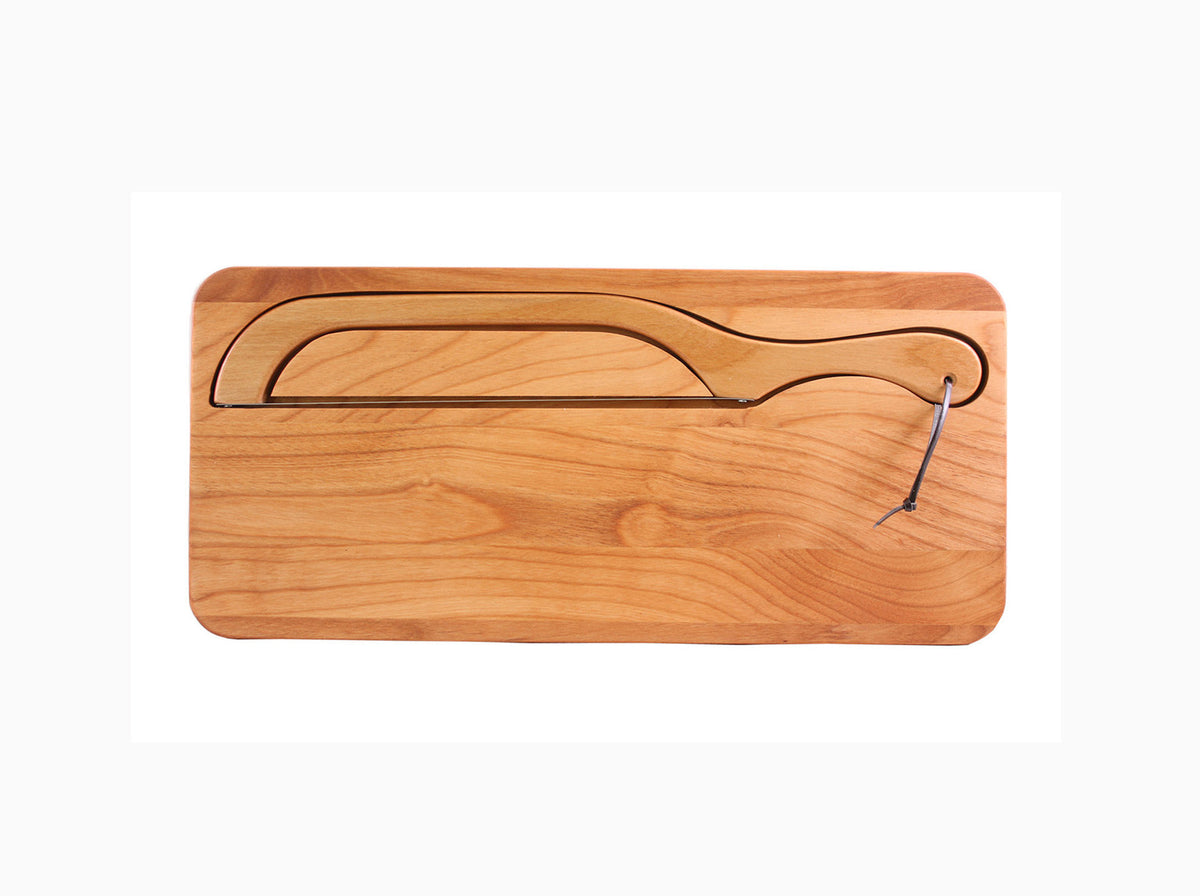 Out of the Woods of Oregon Wood Cutting Boards Out of the Woods Bread Board with Slicer - Alder