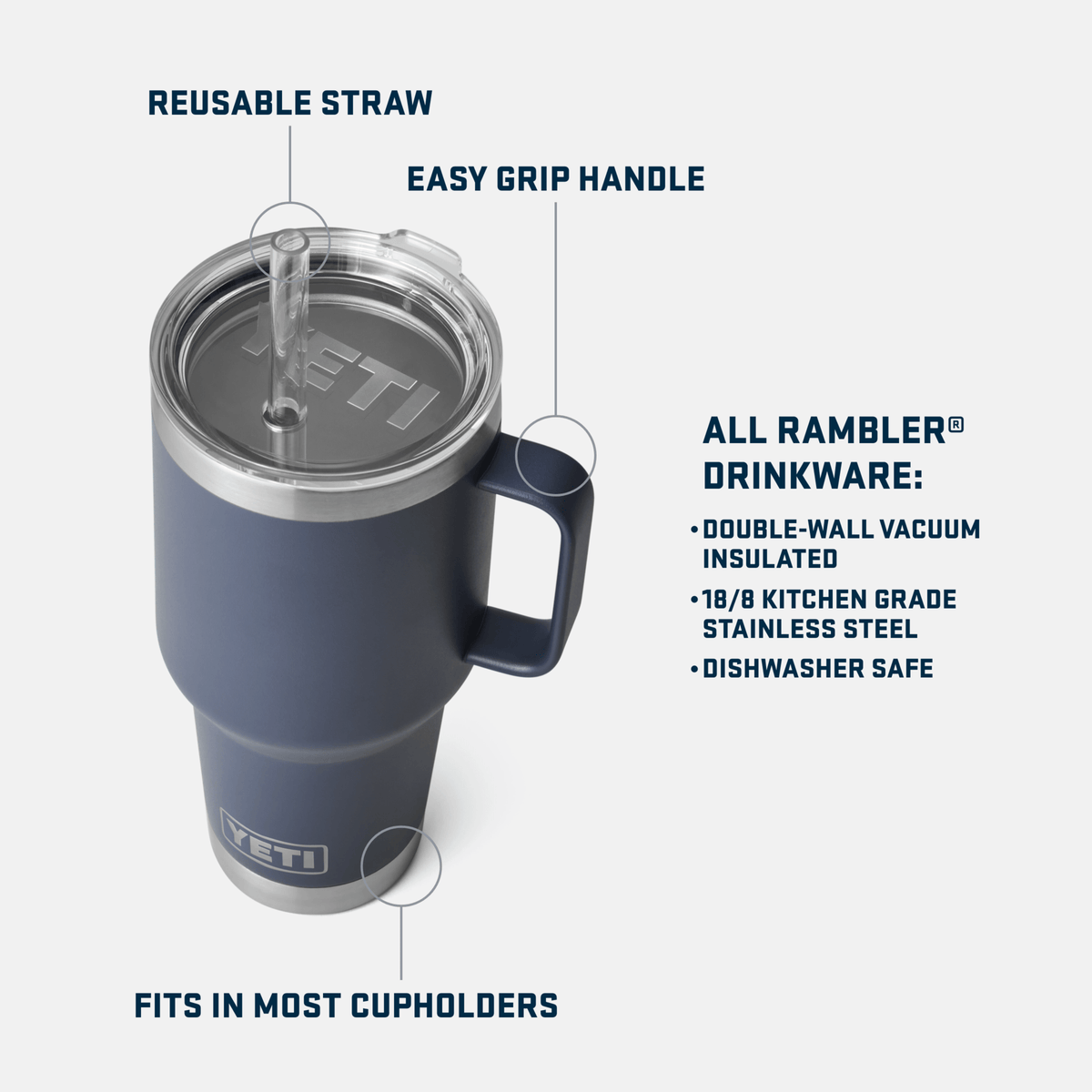 YETI YETI Rambler 35 oz Mug with Straw Lid - Big Wave Blue
