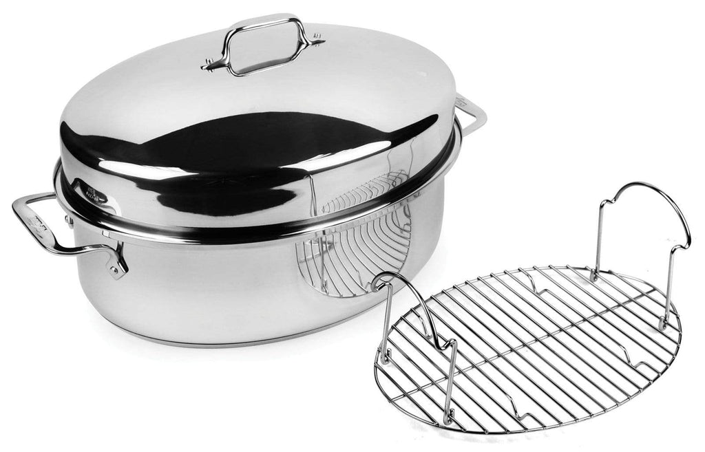 All Clad Stainless Steel Covered Oval Roaster with Rack Reading China Glass