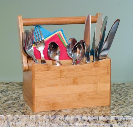 Lipper International Cabinet & Drawer Organization Lipper International Bamboo Flatware Caddy with Folding Handle