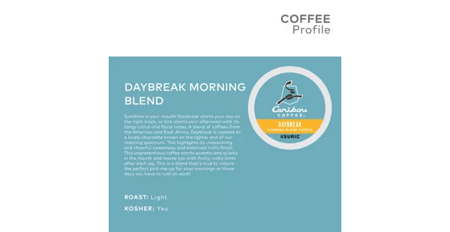 Keurig K-Cups Caribou Coffee Daybreak Morning Blend K-Cup Coffee - 24 Count Box