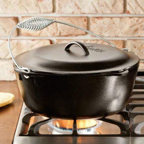 Lodge Cast Iron Cookware Lodge Pro Logic Cast Iron 7 qt. Dutch Oven w/Spiral Bail and Iron Cover