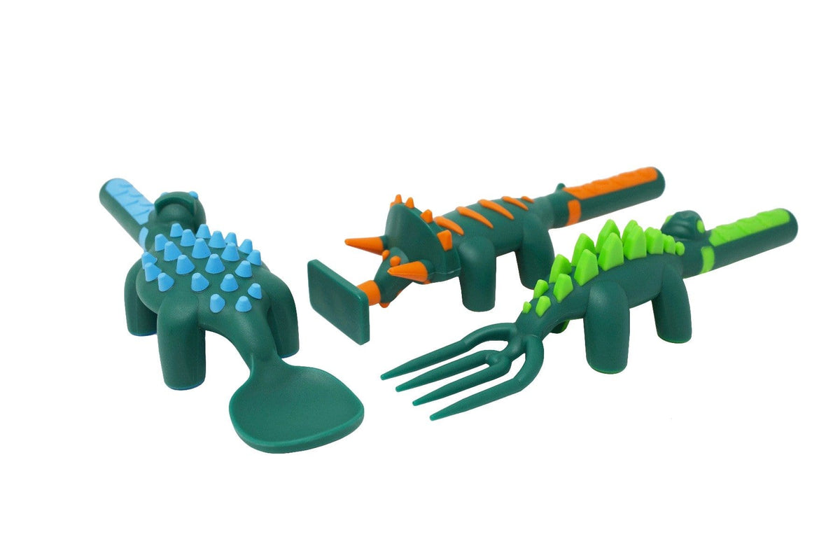 Constructive Eating Childrens Flatware Constructive Eating Set of 3 Dinosaur Utensils
