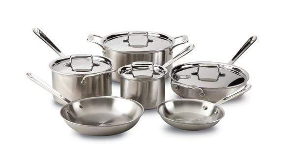 All-Clad Cookware Sets All-Clad D5 Brushed Stainless Steel 10 Piece Cookware Set