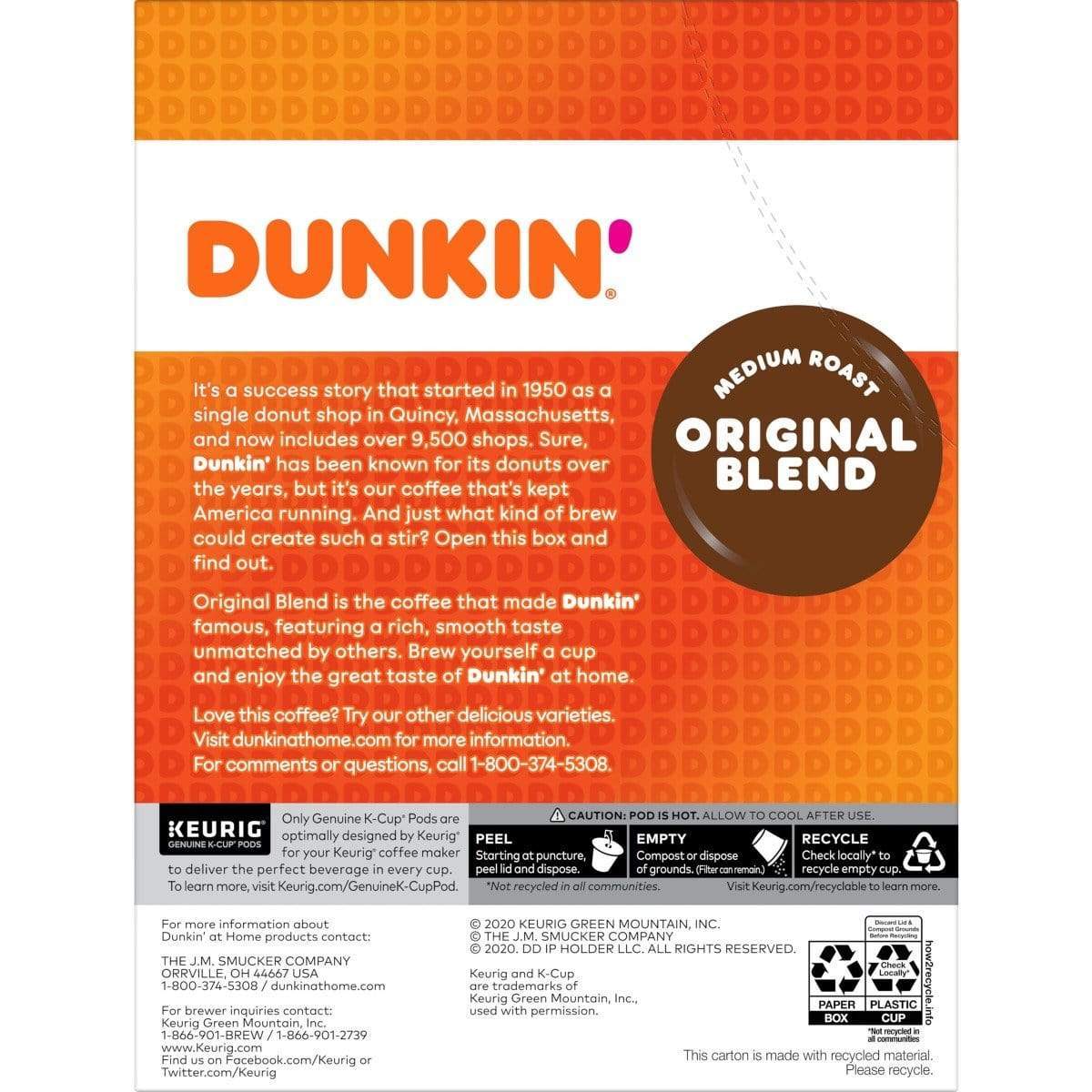 Dunkin&#39; Coffee Dunkin&#39; Original Blend K-Cup Coffee - 22 Count Box