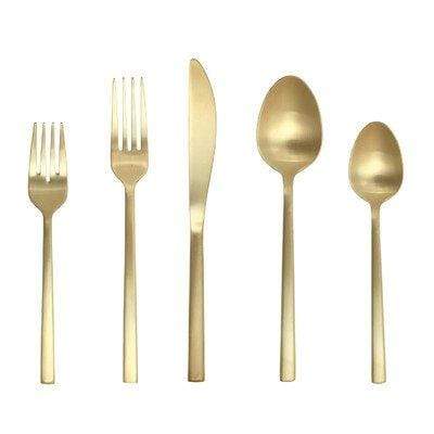 Fortessa Flatware Fortessa Arezzo Brushed Gold 5-Piece Flatware Set