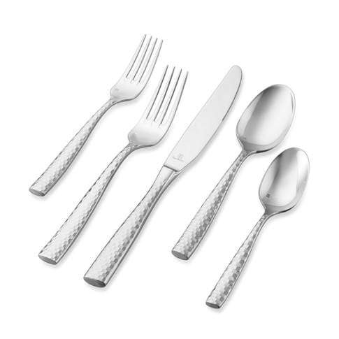 Fortessa Flatware Fortessa Lucca Faceted Silver 5-Piece Flatware Set