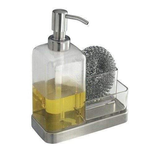 Interdesign Scrubber Interdesign« Clear with Brushed Stainless Steel Soap/Sponge