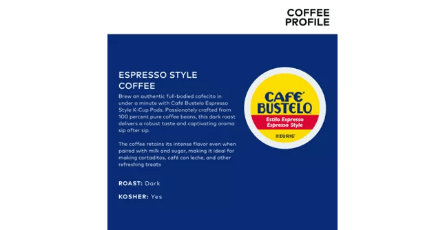 Keurig K-Cups Café Bustelo Espresso Style K-Cup Coffee - 24 Count Box