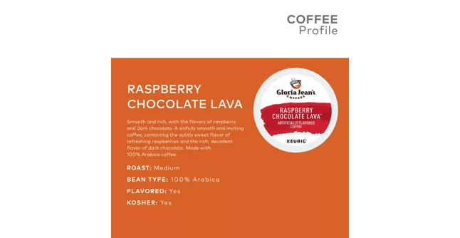 Keurig K-Cups Gloria Jean's Coffees Raspberry Chocolate Lava K-Cup Coffee - 24 Count Box