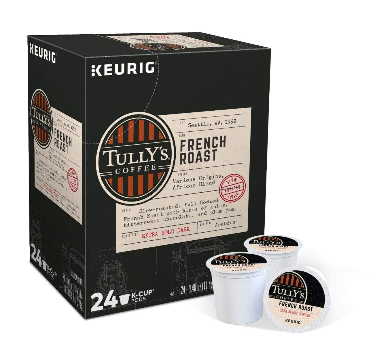 Keurig K-Cups Tully's Coffee French Roast K-Cup Coffee - 24 Count Box