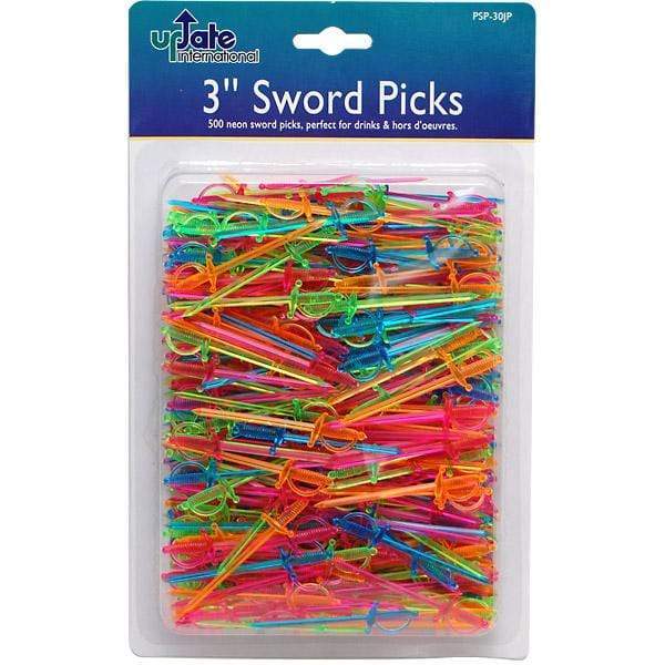 Kitchen & Company Cocktail Accessories Plastic Neon 3" Sword Picks - Pack of 500