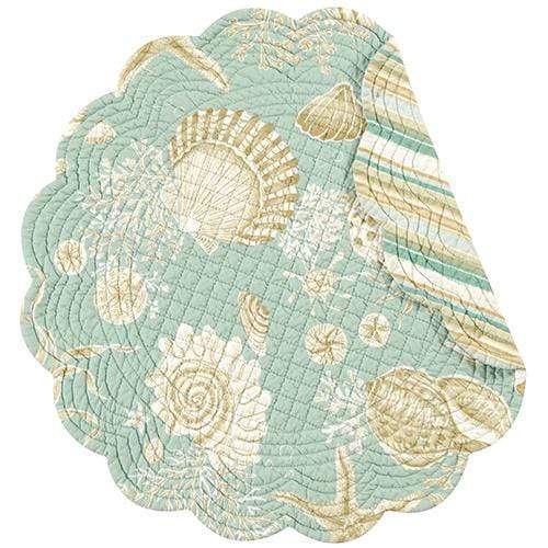 Kitchen &amp; Company Placemat Quilted Natural Shells Round Placemat