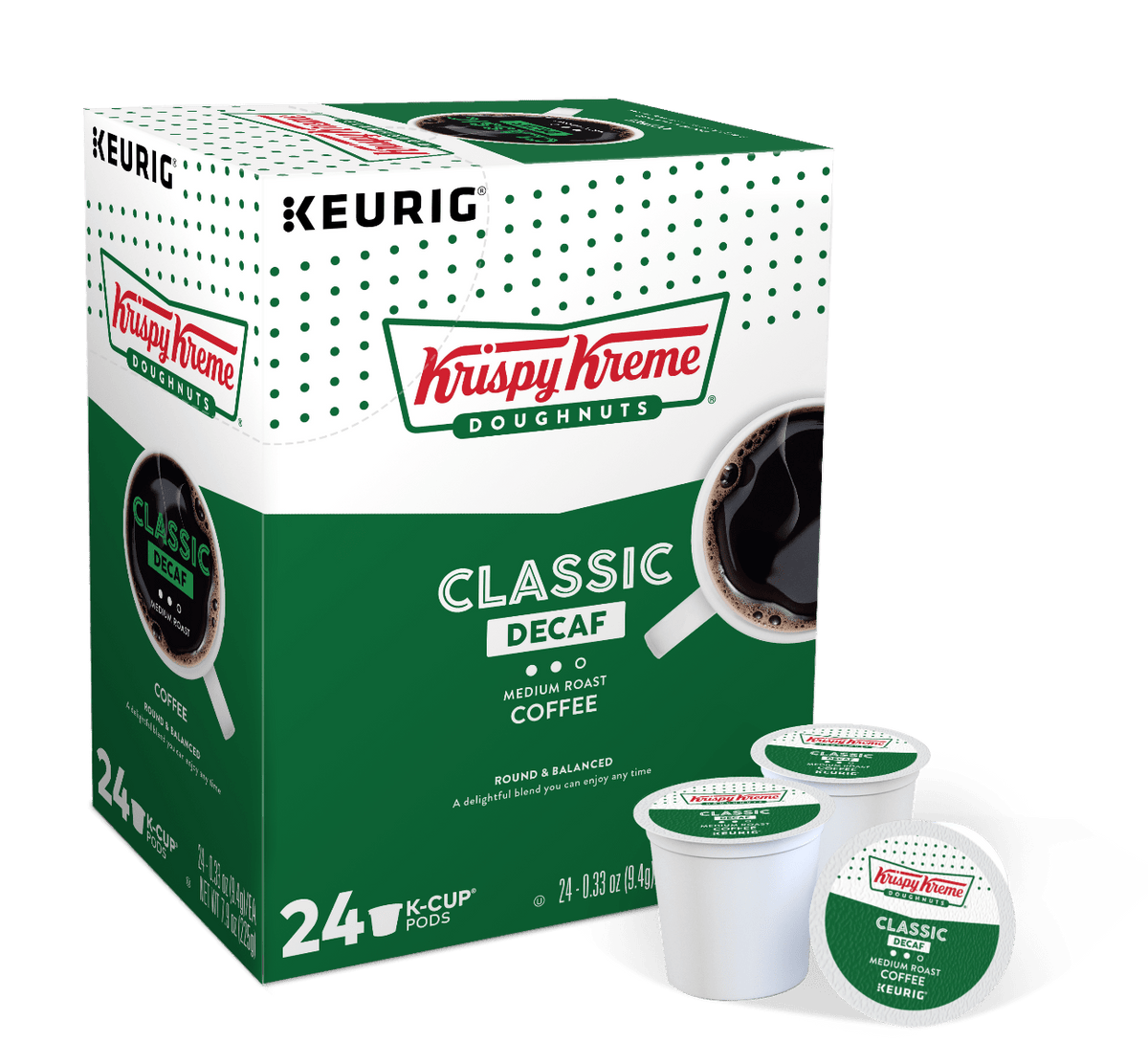 Krispy Kreme Coffee Krispy Kreme Doughnuts Classic Decaf K-Cup Coffee - 24 Count Box