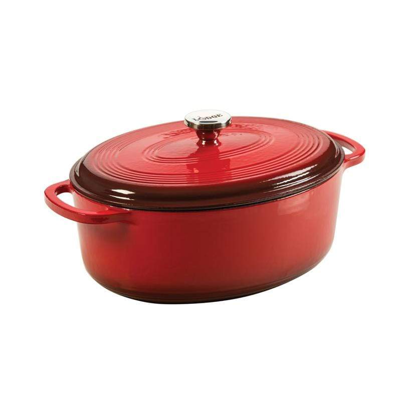 Lodge Cast Iron Cookware Lodge Color Enamel Cast Iron 7 qt Oval Dutch Oven - Island Spice Red