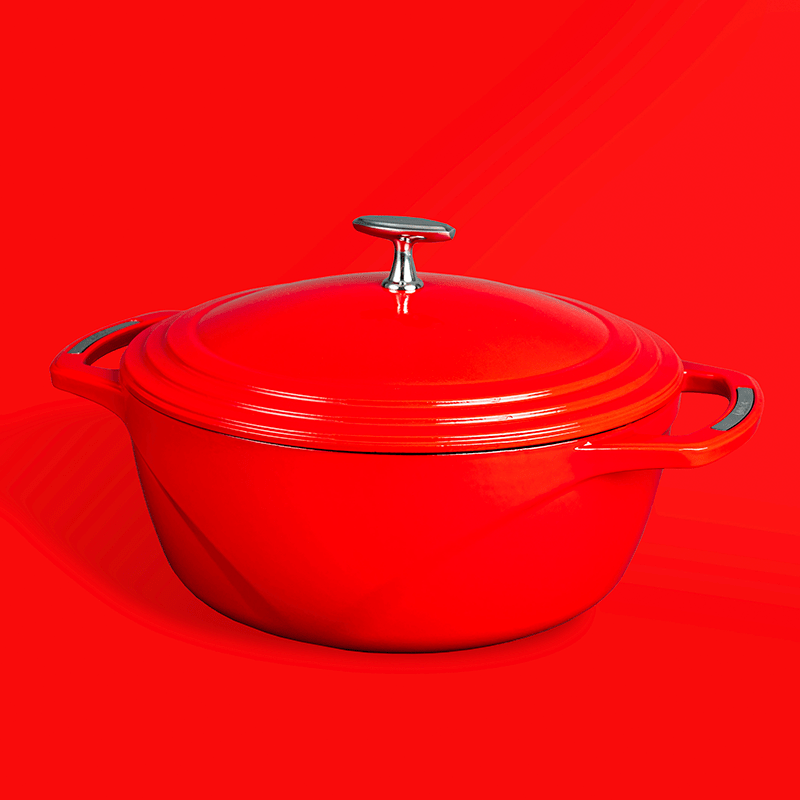 Lodge Cast Iron Cookware Lodge USA Enamel 7.5 Qt. Enameled Cast Iron Dutch Oven - Cherry on Top