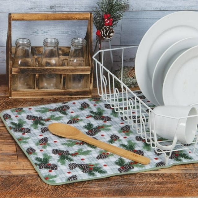 KayDee Designs Microfiber Countertop Dish Drying Mat - Woodsy Christmas