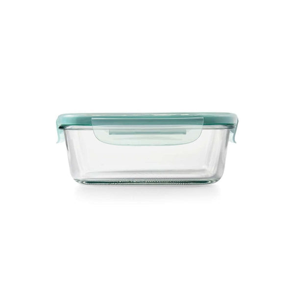 3-cup Rectangular Glass Food Storage Container with Blue Lid