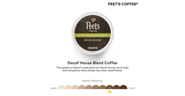 Peet&#39;s Coffee Coffee Peet&#39;s Coffee House Blend Decaf K-Cup Coffee - 22 Count Box