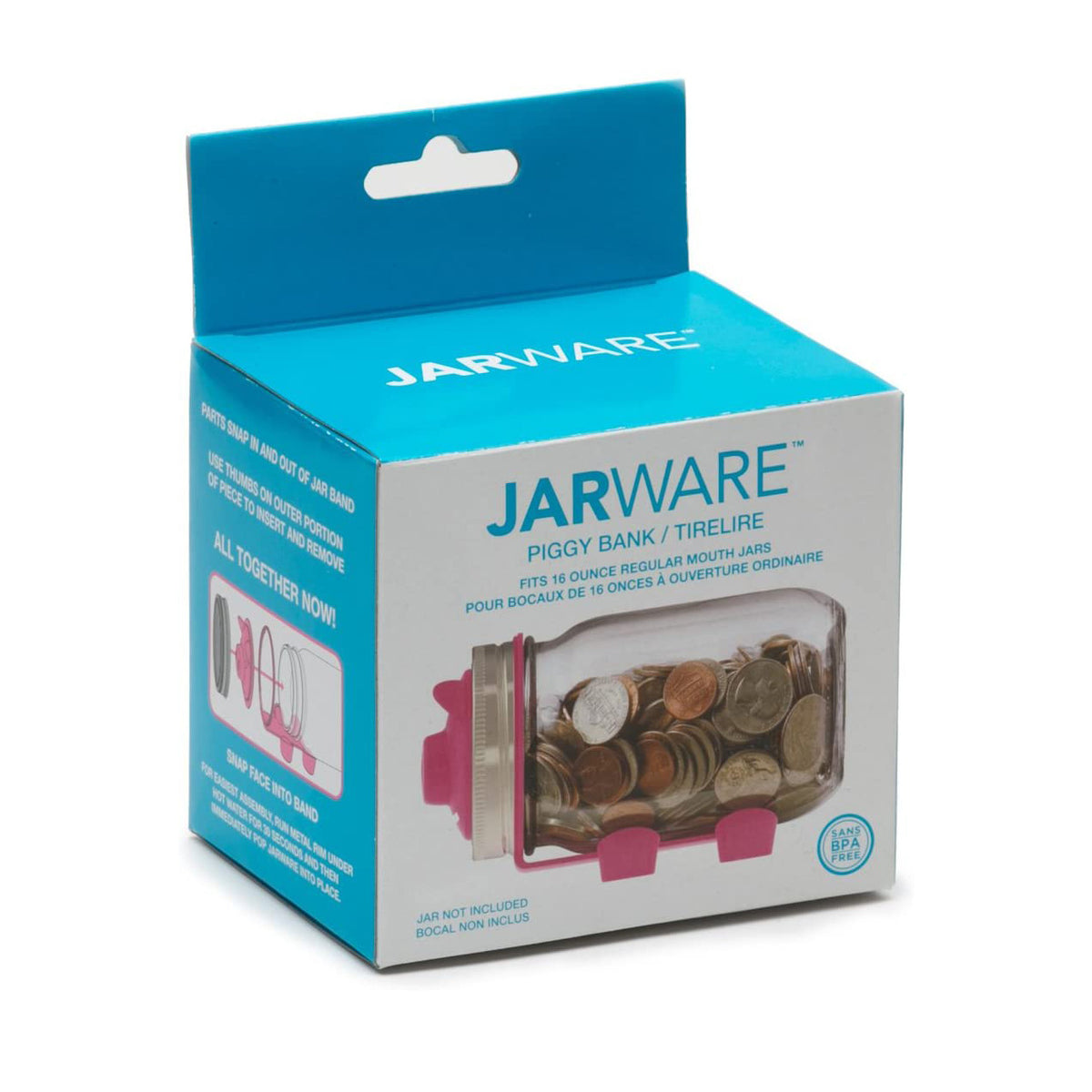 Jarware Piggy Bank Lid for Regular Mouth Mason Jars