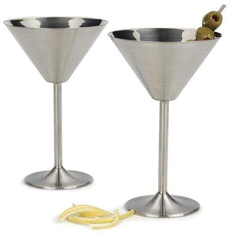 RSVP Endurance Cocktail Glass R.S.V.P. Stainless Steel 8oz Martini Glass (Set Of 2)