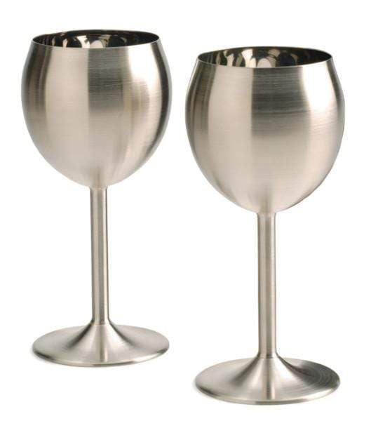 RSVP 10 oz Stainless Steel Wine Goblets - Set of 2 - Reading China