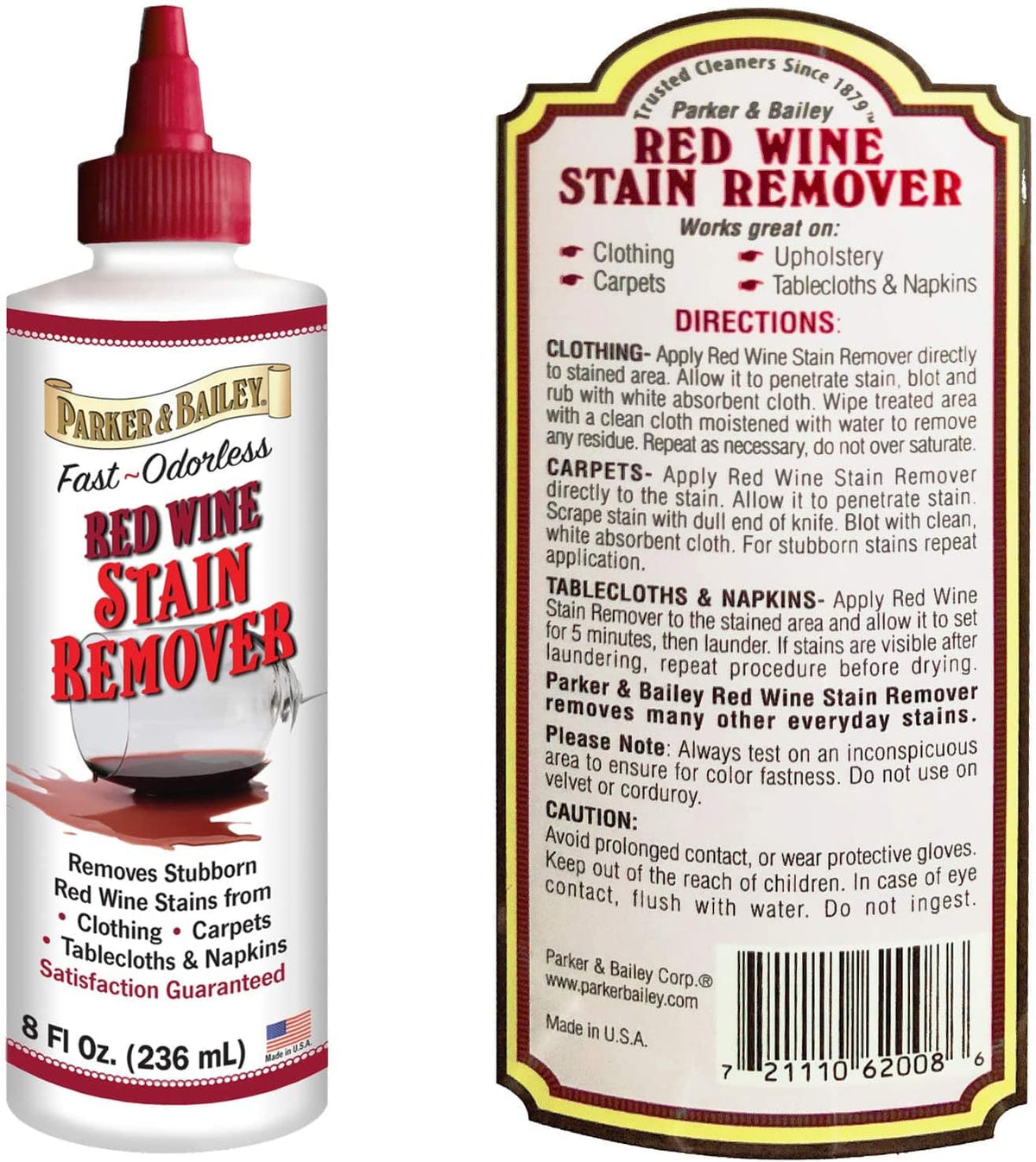 Parker & Bailey Stain Remover Red Wine Stain Remover - 8 oz